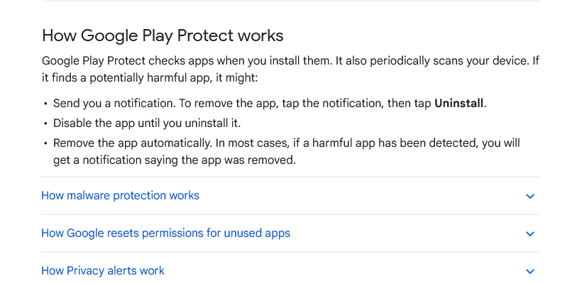 توضیحات google play  مبنی‌بر ارسال هشدار به کاربر درصورت استفاده از داده‌ها در اپلیکشن