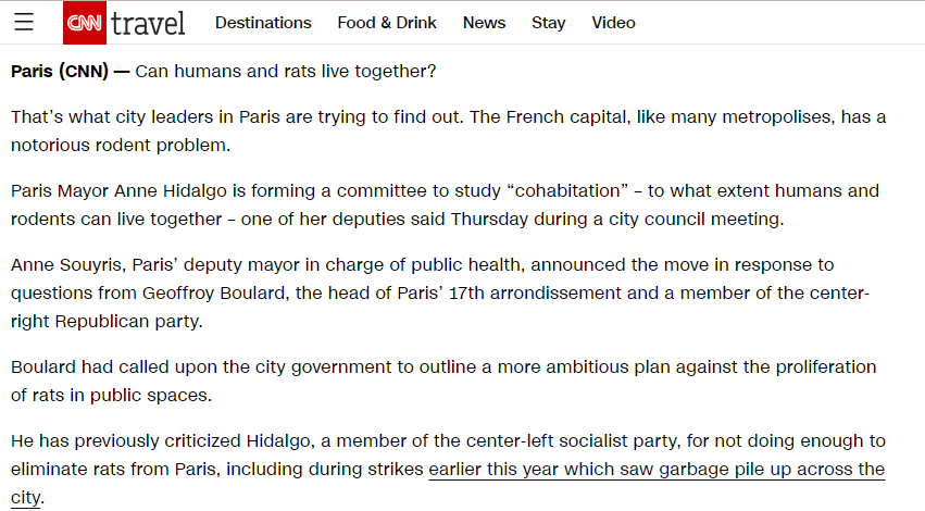 لینک مطلب CNN در رابطه با همزیستی با موش‌های شهر پاریس