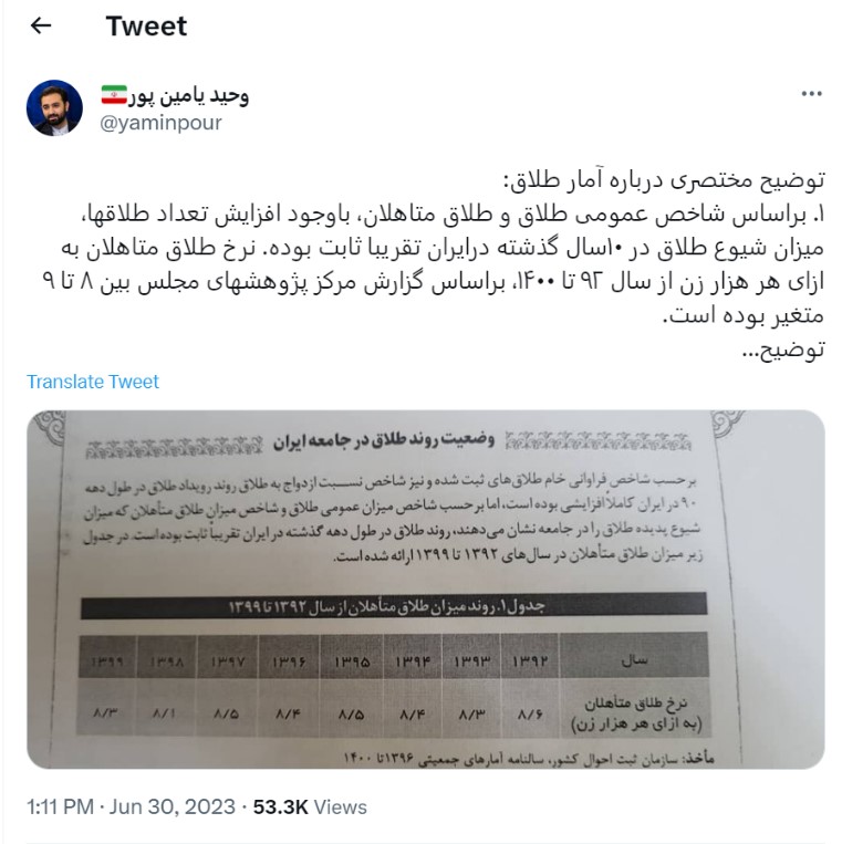 ادعای وحید یامین پور درباره ازدواج و طلاق